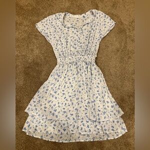 Sienna Sky White Dress with Blue Floral Print